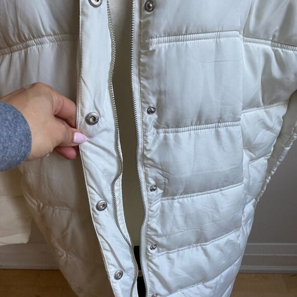THREAD & Supply BNWT Women White Puffy Jacket Small Full Zip Water Resistant - Picture 3 of 7